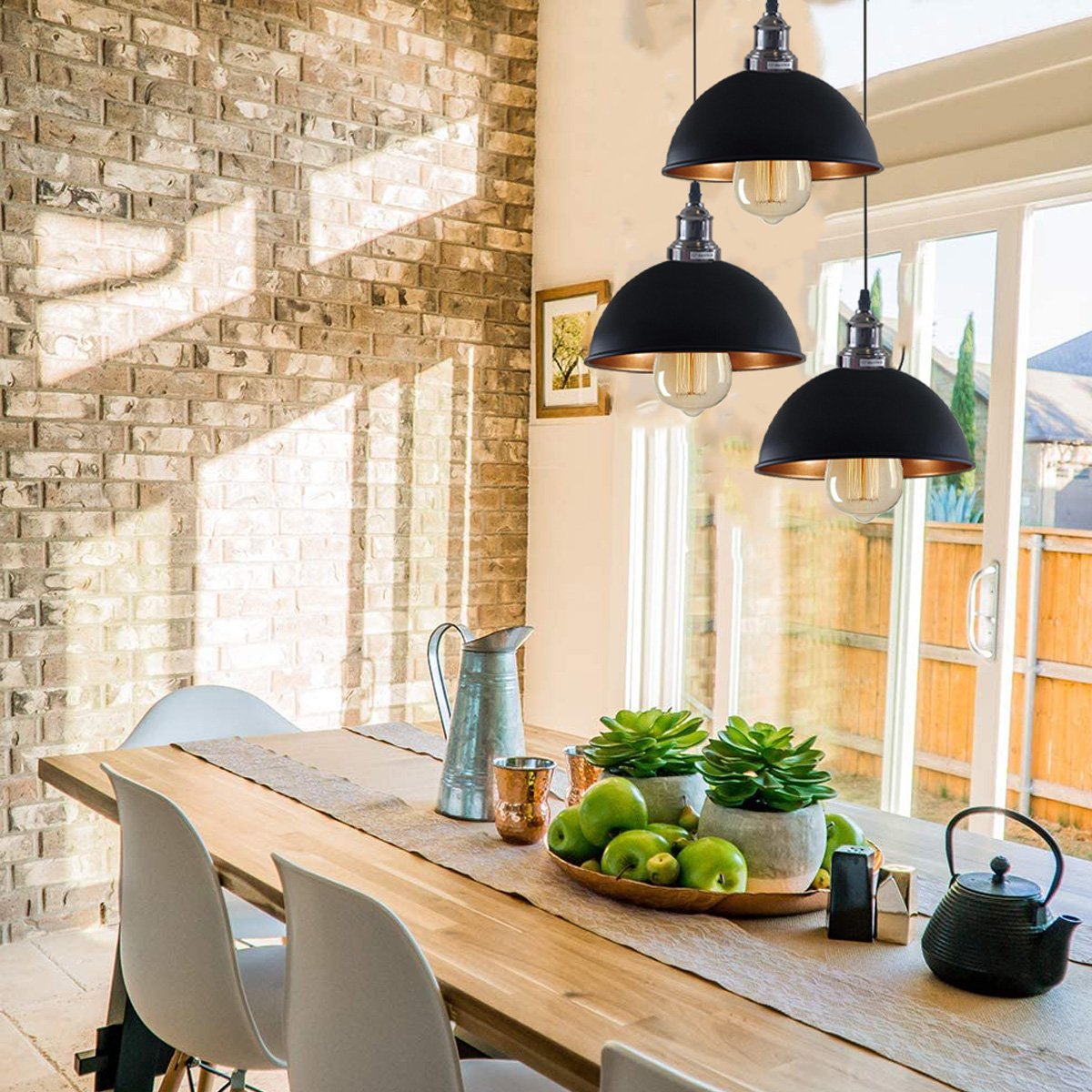 Black 3 Head Vintage Adjustable Hanging Ceiling Pendant Light E27~1597
