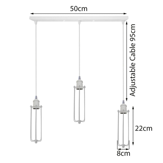 Industrial White colour Wire Cage Shade 3 Head  Pendant Light~3400