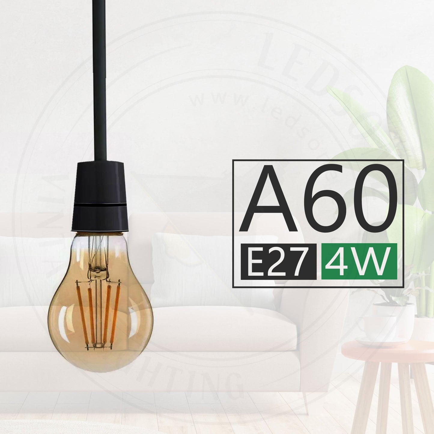 LED A60 E27 4W Bulb Filament Dimmable Screw Small Globe Light