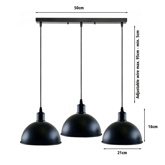 Vintage Industrial 3Head Ceiling Pendant Light Black Hanging Light