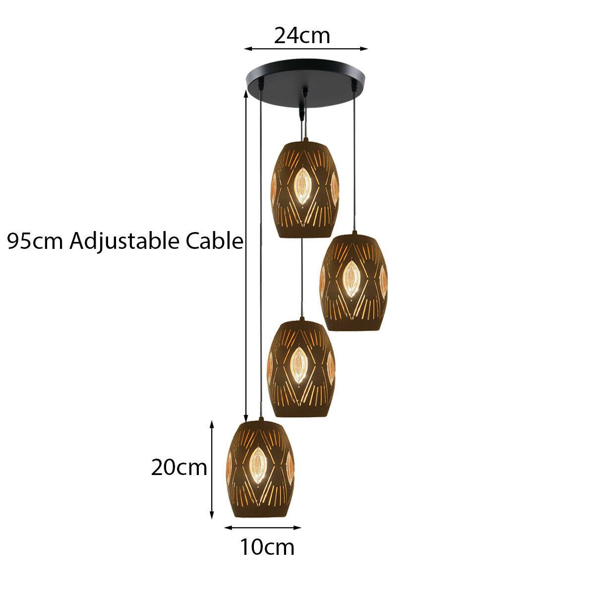 4 Way Multi Tier Ceiling Light Pendant Eyeball Design Shades Modern