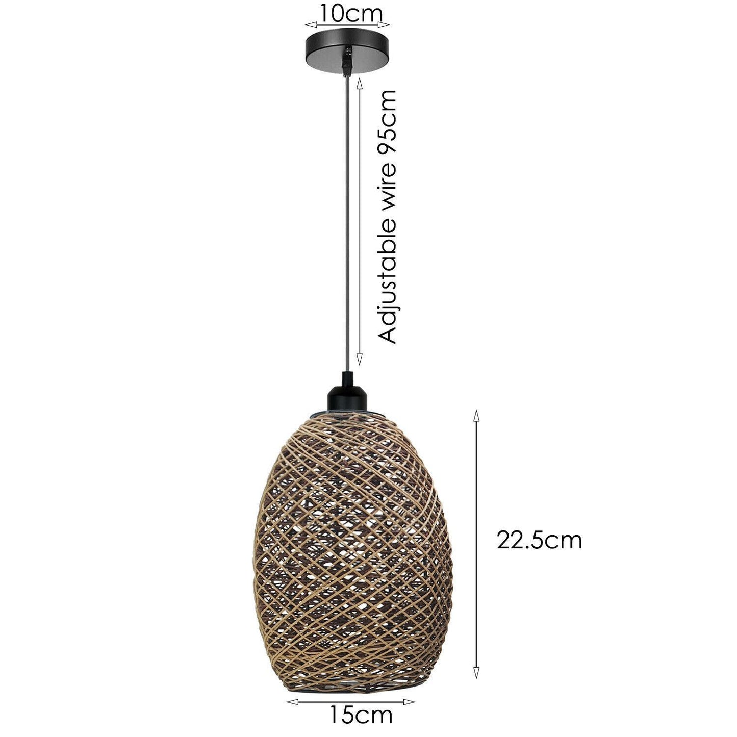 Rattan Wicker Ceiling Pendant Light Shade Hanging Light Antique décor
