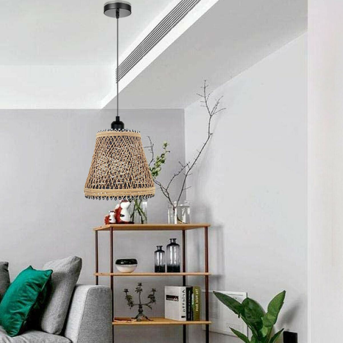 Rattan Wicker Ceiling Pendant Light Shade Hanging Light Antique décor