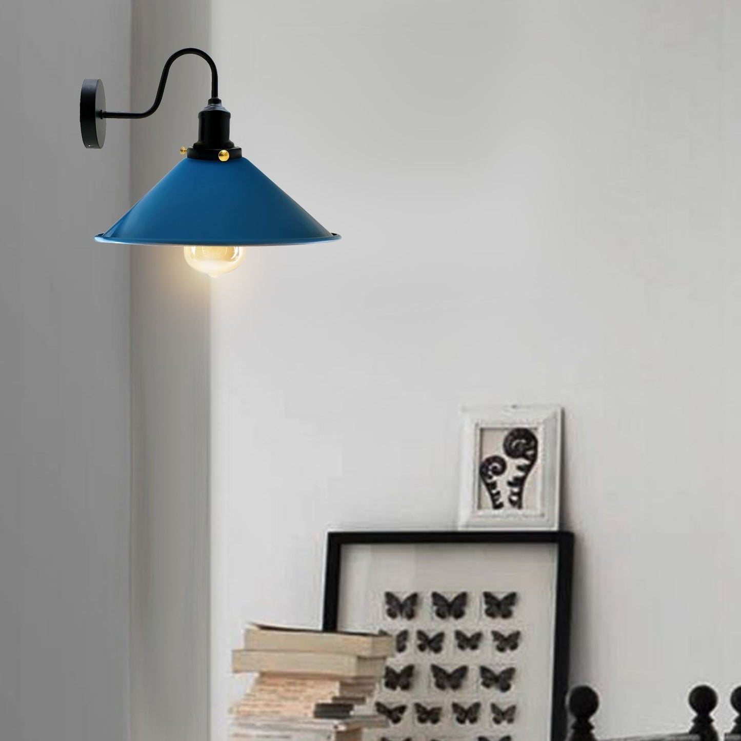 Vintage Industrial Swan Neck Wall Light Indoor Sconce Metal Cone Shape