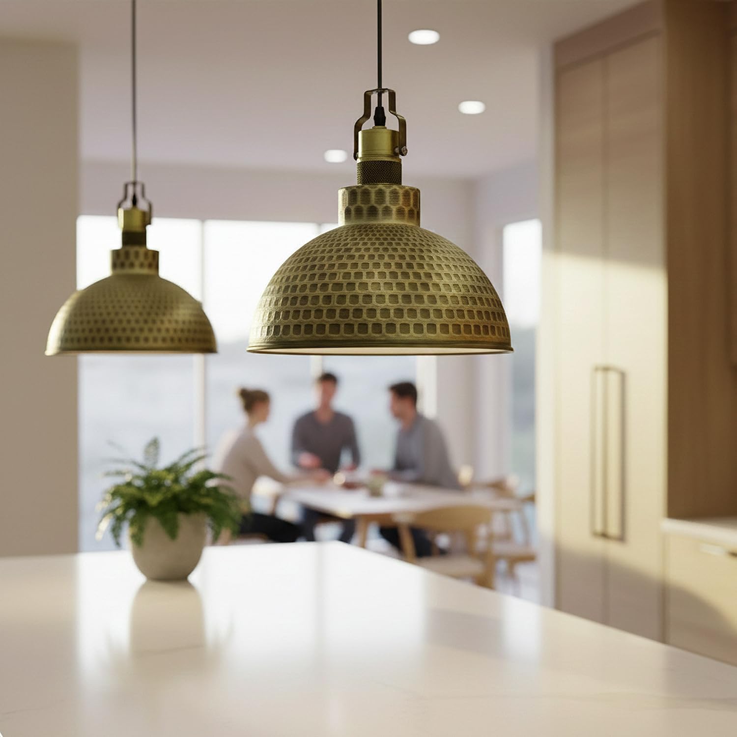 Shaded Pendant Light With Hammered Texture ~6463-4