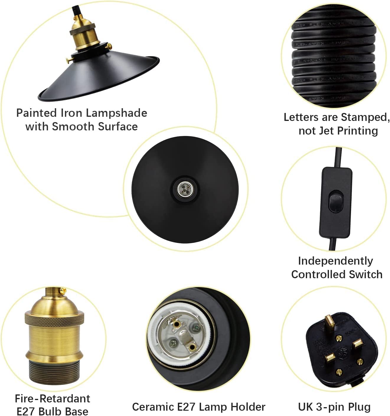 4m Plug in Pendant Lighting Metal ~6217-1