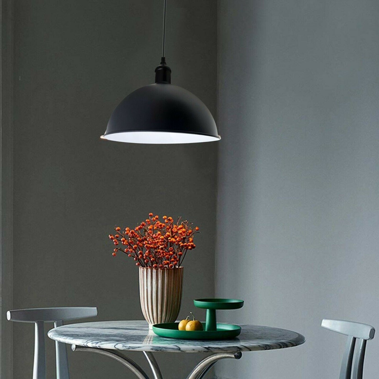 Retro Industrial Black Ceiling Pendant Light Metal Lamp Shade With
