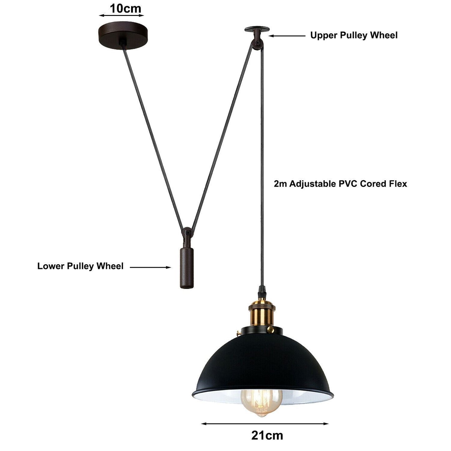 Retro Loft Adjustable Antique Metal Pendant Ceiling Light ~1133