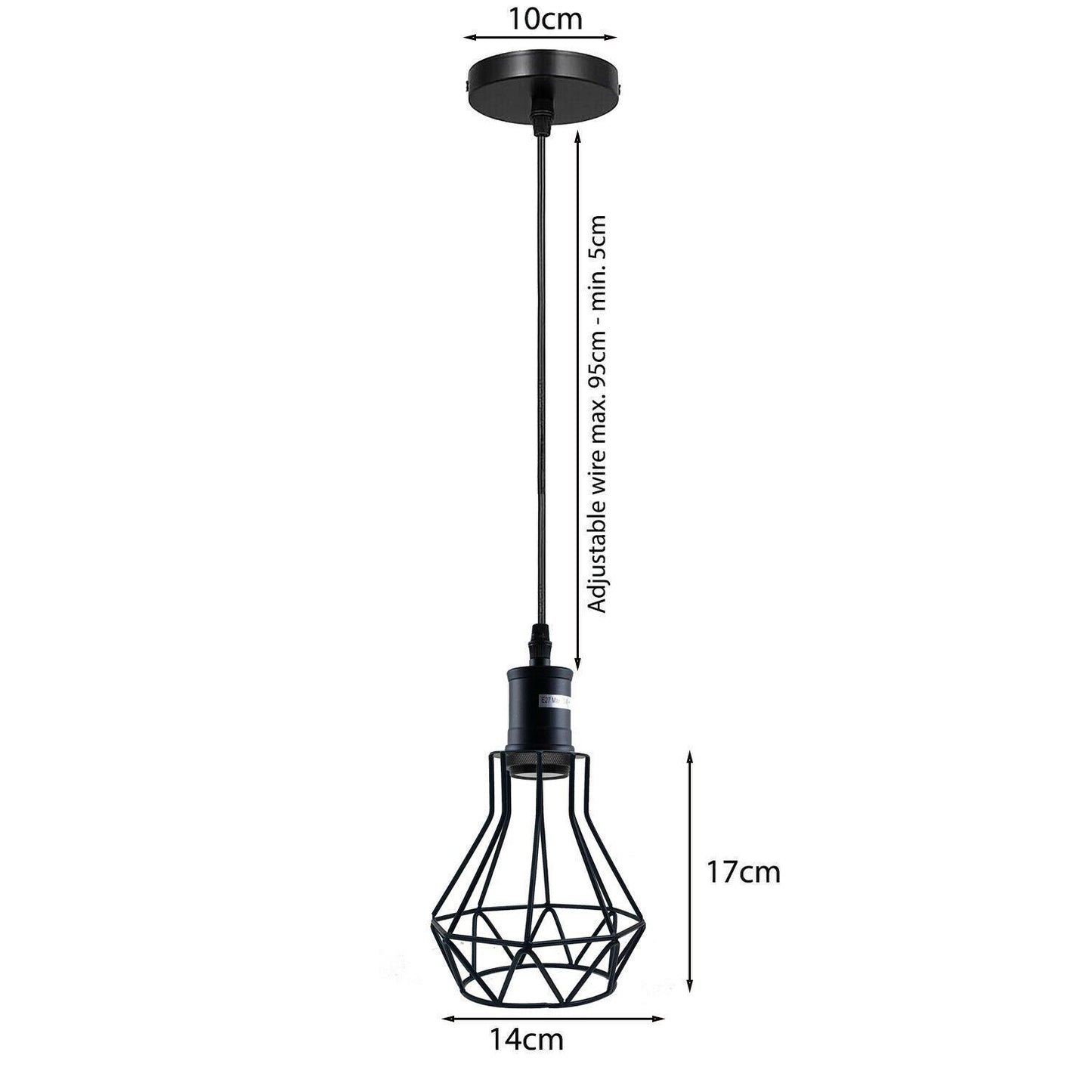Industrial E27 Black Light Ceiling Pendant Light Cage Hanging