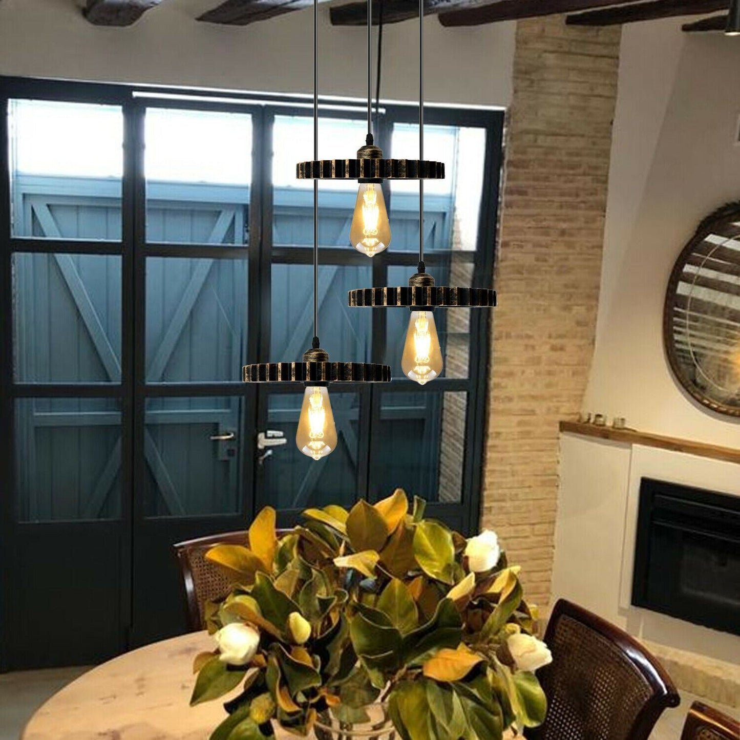 Retro Industrial Vintage Wood Pendant Light Shade Chandelier Ceiling