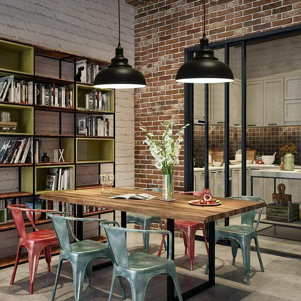 Retro Industrial Black Ceiling Pendant Light Metal Lamp Shade With