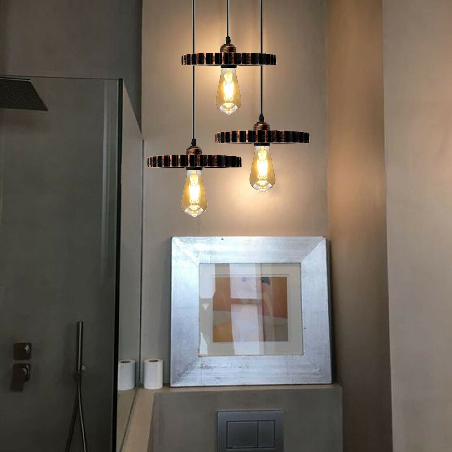 Retro Industrial Vintage Wood Pendant Light Shade Chandelier Ceiling