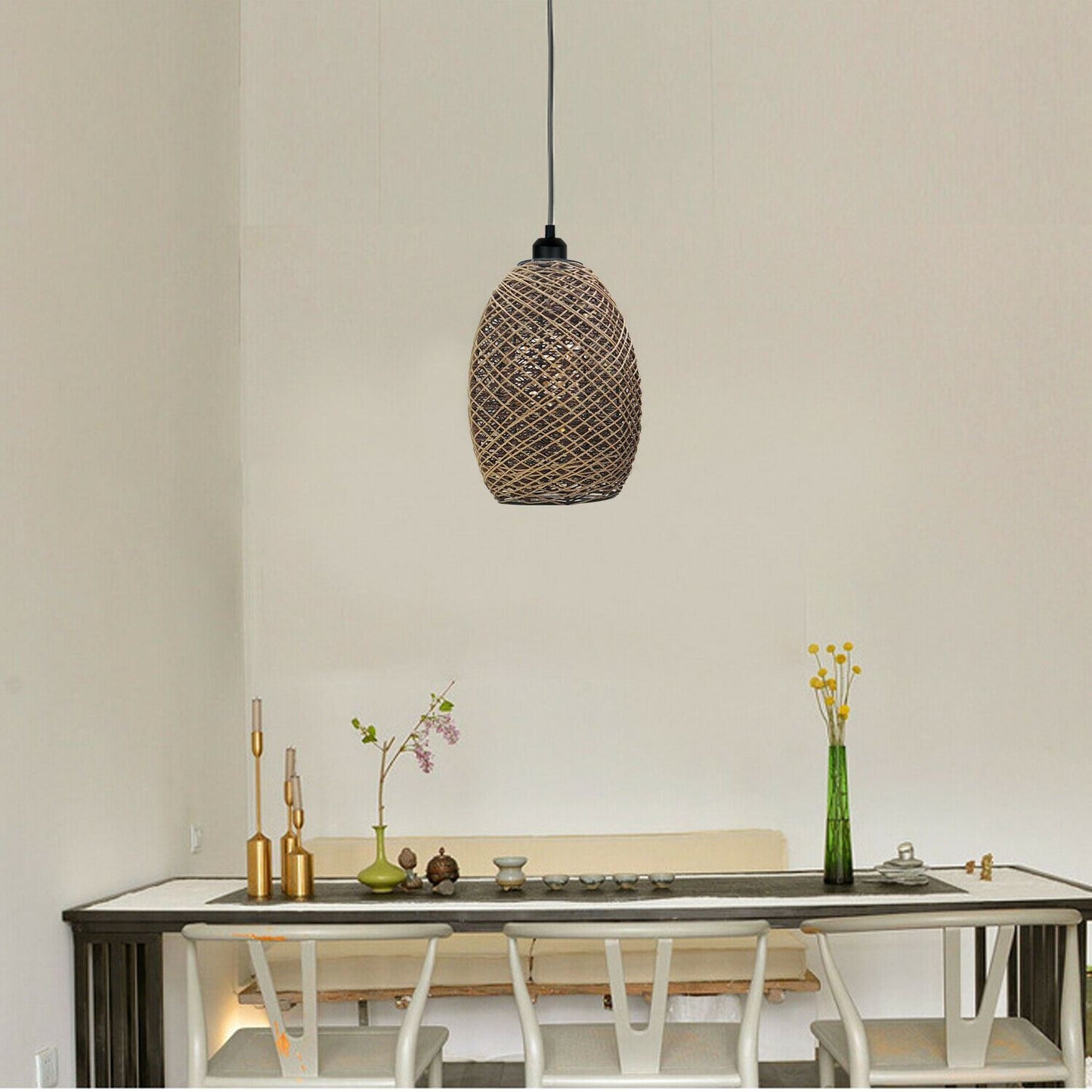 Rattan Wicker Ceiling Pendant Light Shade Hanging Light Antique décor