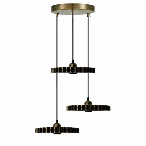 Retro Industrial Vintage Wood Pendant Light Shade Chandelier Ceiling