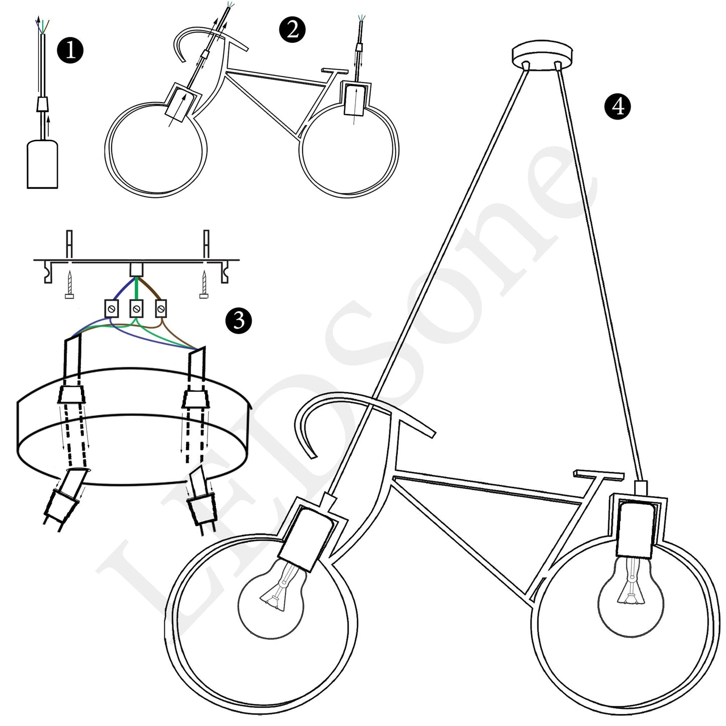 Retro Meta Design Bicycle Ceiling Hanging Pendant Light Shade Modern