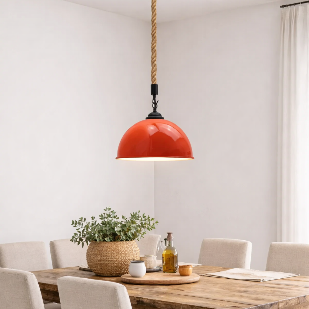 40cm Large Dome Shaded Hemp Rope Pendant Light ~6564-3