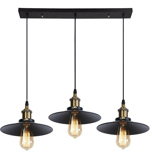 Flat Modern Black 3 Light Pendant Ceiling Light ~2137
