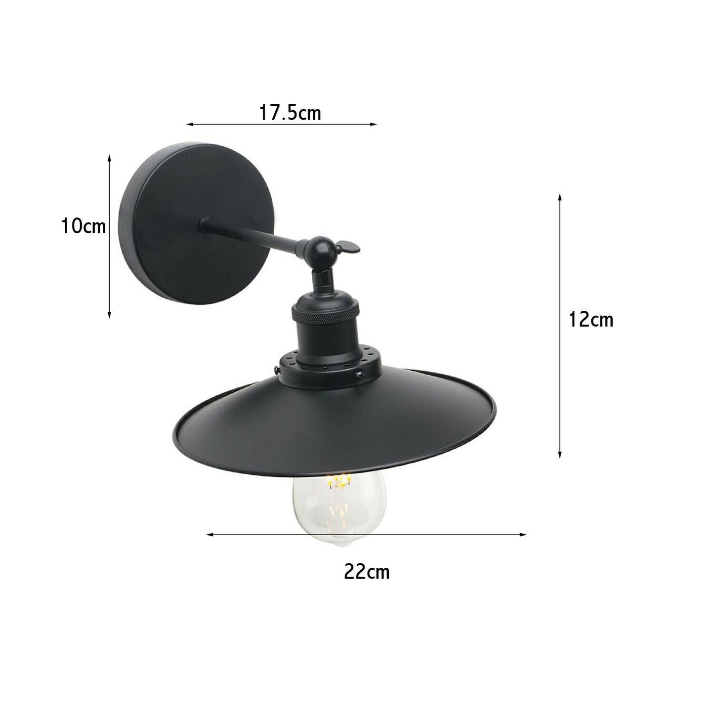 Black Finish Simple Flat Wall Light ~1503