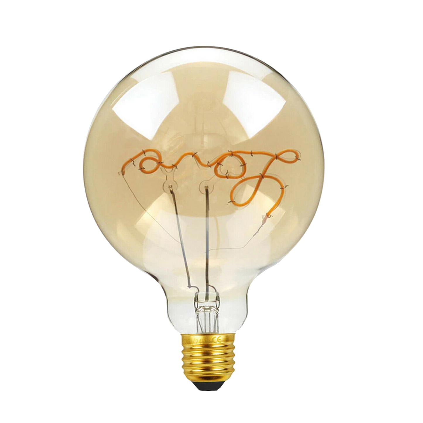 E27 LED Light Bulb G125 Love Filament Amber Glass Globe Warm
