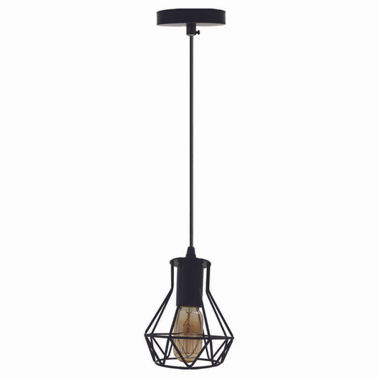 Modern Ceiling 1 Head Pendant Light Fitting Metal Black Cage~2470