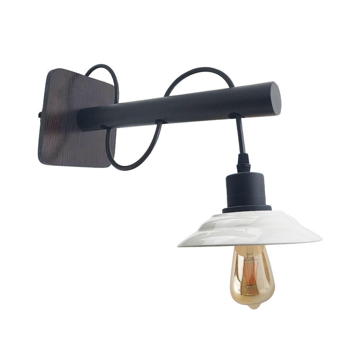 Pack Modern Industrial Black Scone wooden Wall Light With White