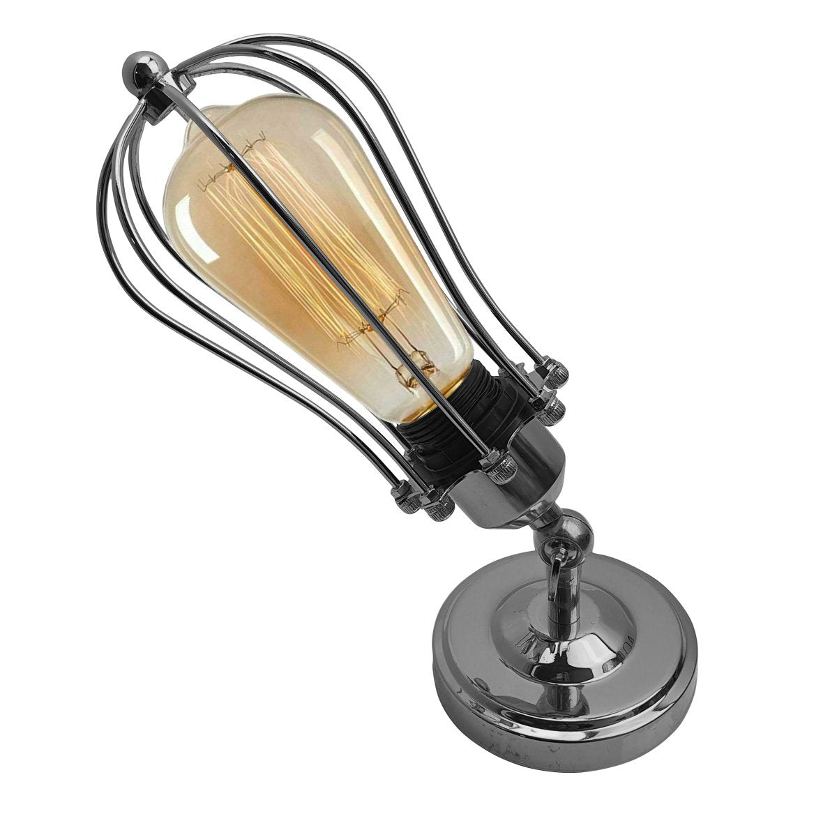 Modern Industrial Chrome Flex Arm Retro Light Cage Ceiling Fixtures