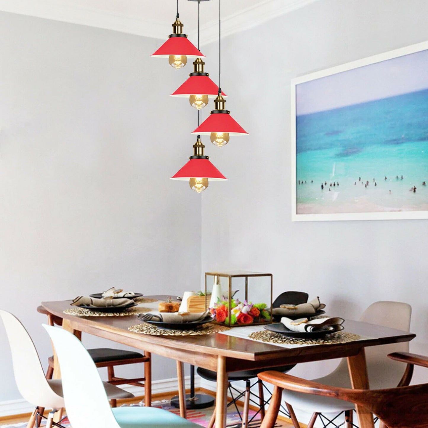 Modern Industrial Lampshade Chandelier Ceiling Pendant Light Pub