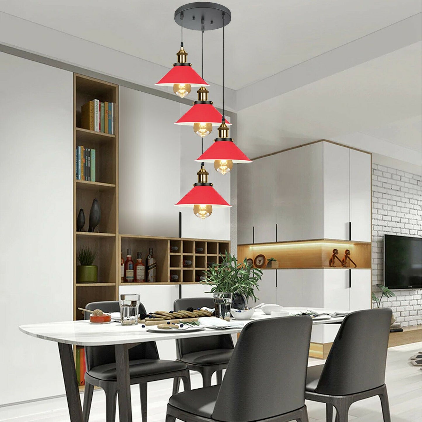 Modern Industrial Lampshade Chandelier Ceiling Pendant Light Pub