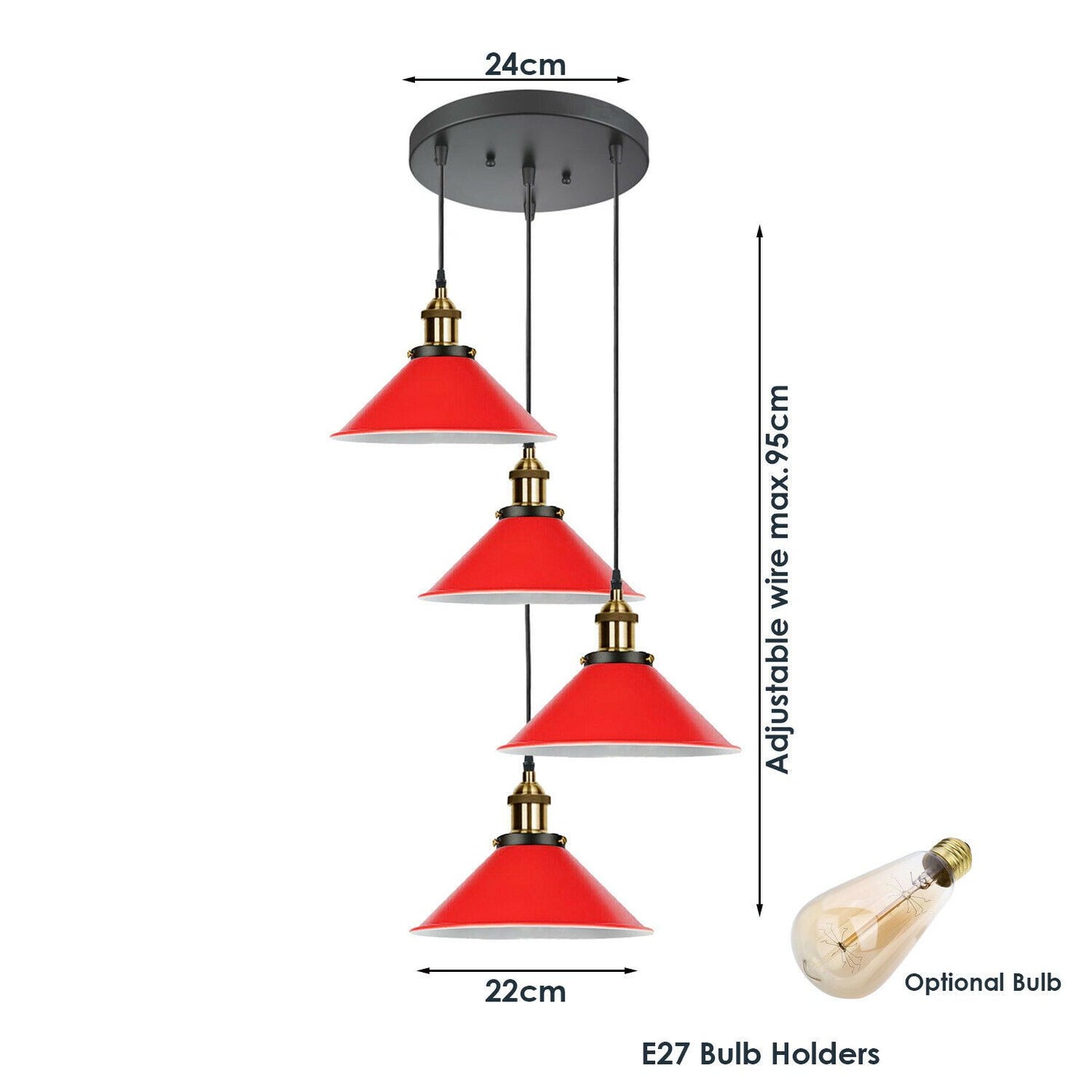 Modern Industrial Lampshade Chandelier Ceiling Pendant Light Pub