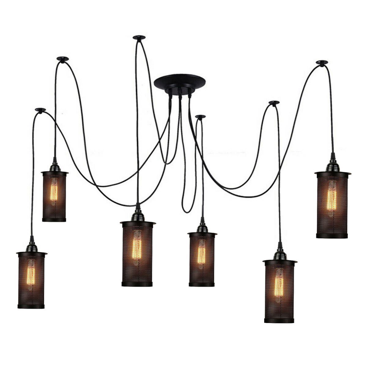 Modern Industrial Retro Ceiling Spider Light Fixture With E27 Holder