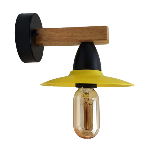 2 Pack Yellow Modern Vintage Wood Wall Light fixtures~1019