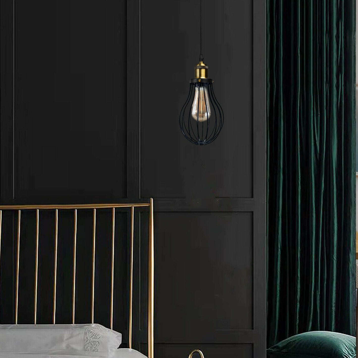 Industrial Black hanging Pendant Ceiling Light Cover Decorative Cage