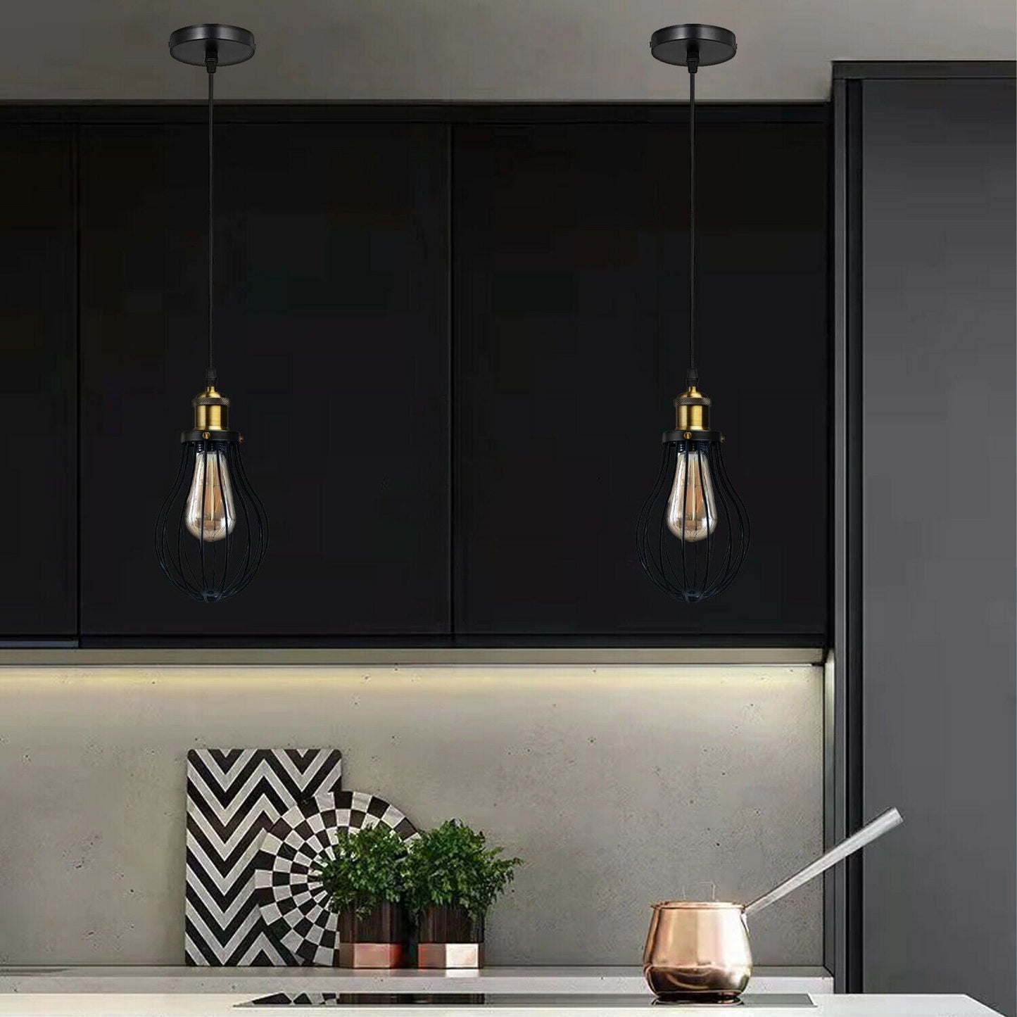 Industrial Black hanging Pendant Ceiling Light Cover Decorative Cage