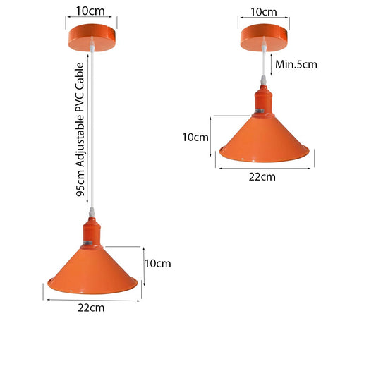 Orange Painted Metal Shade Lighting Vintage Pendant Light~1507