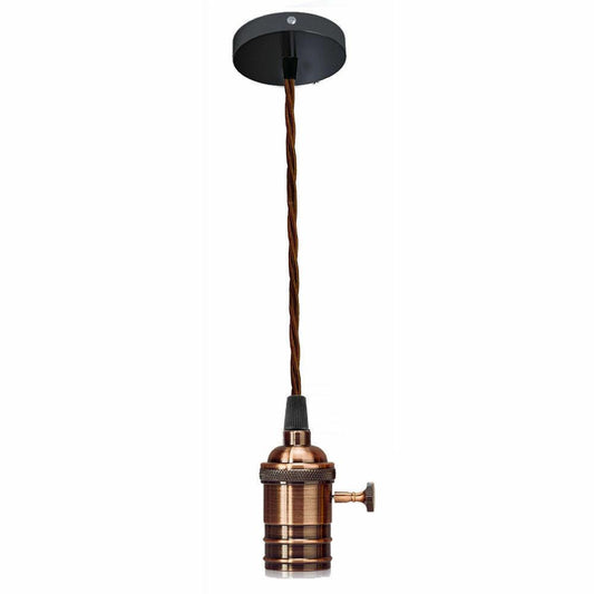Pendant Light Copper Ceiling Canopy Hanging Switch Electric Bulb
