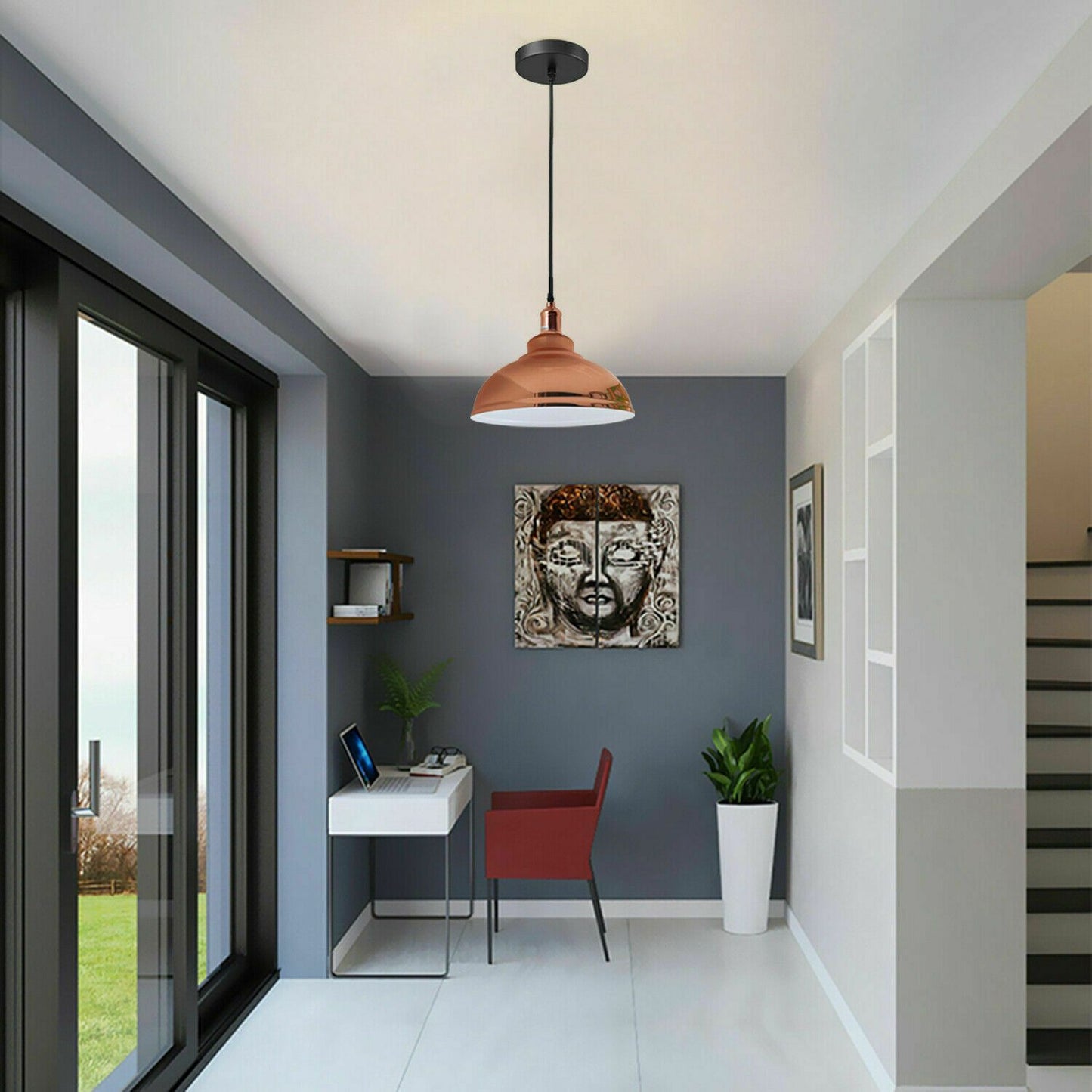 Metal Pendant Light - Rose Gold, E27 Base ~1932