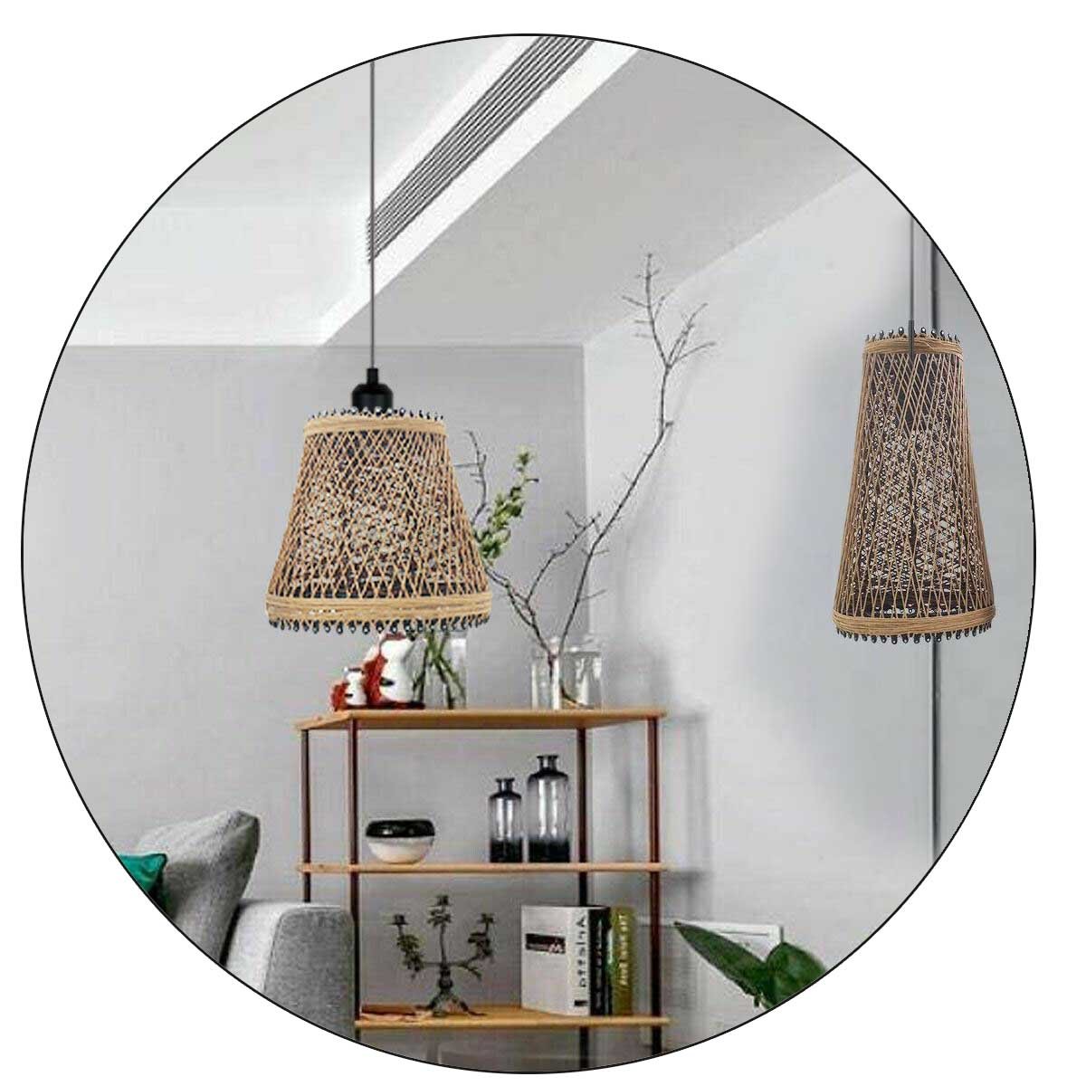 Rattan Wicker Ceiling Pendant Light Shade Hanging Light Antique décor