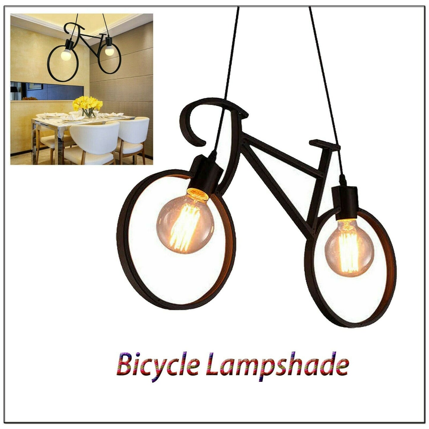 Retro Meta Design Bicycle Ceiling Hanging Pendant Light Shade Modern