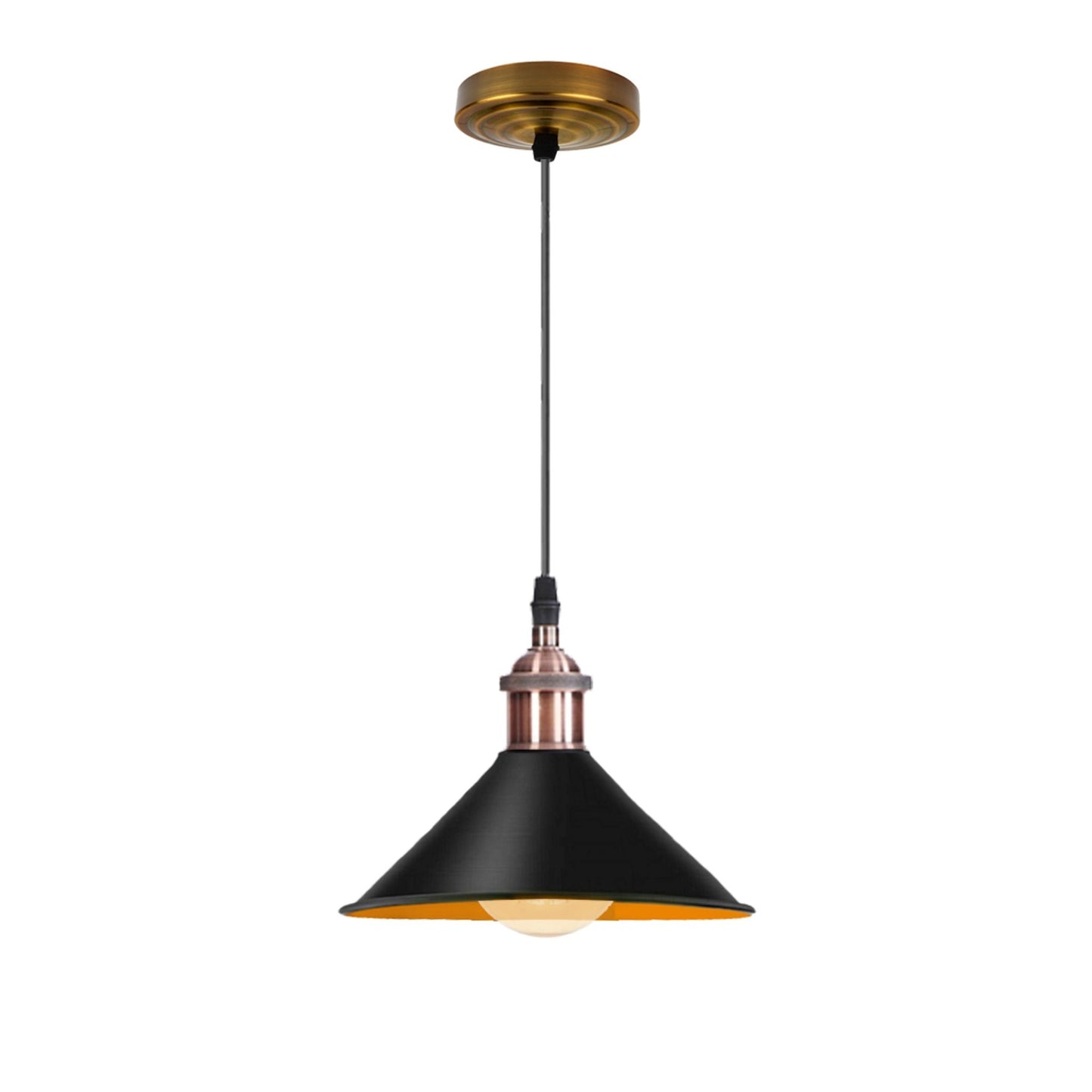 Retro Metal Pendant Black Ceiling Light Lamp Shade With Copper
