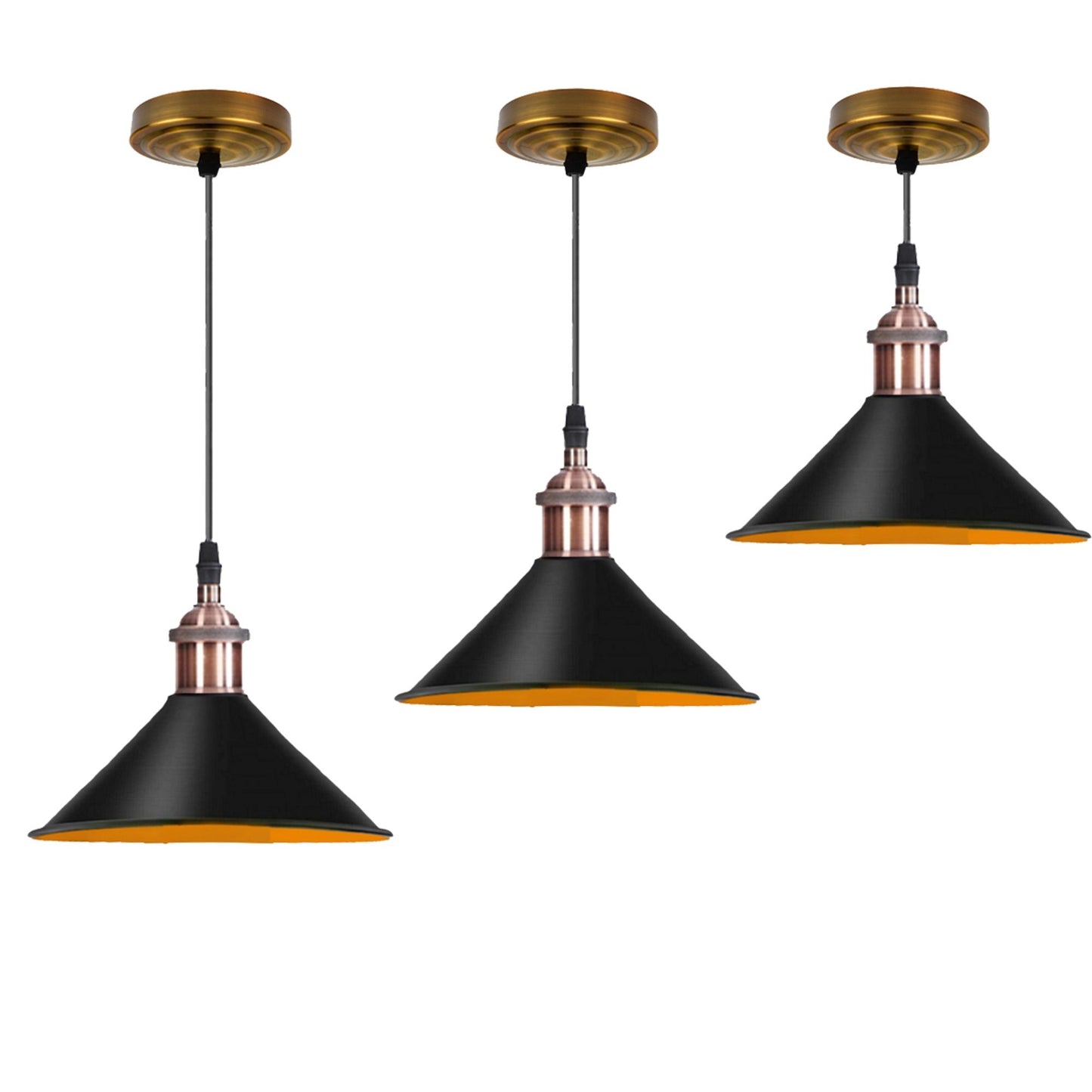 Retro Metal Pendant Black Ceiling Light Lamp Shade With Copper