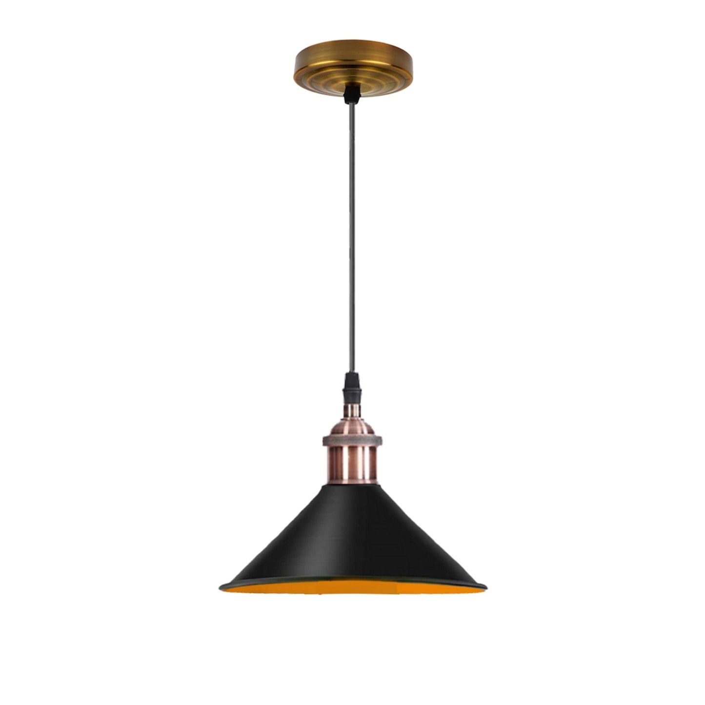 Retro Metal Pendant Black Ceiling Light Lamp Shade With Copper