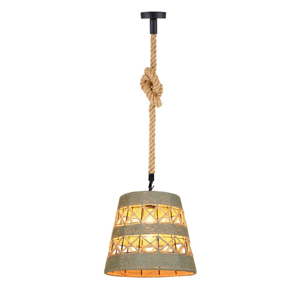 Vintage Industrial Loft Hemp Rope Iron Pendant Ceiling Light Retro Lamp~2712-3