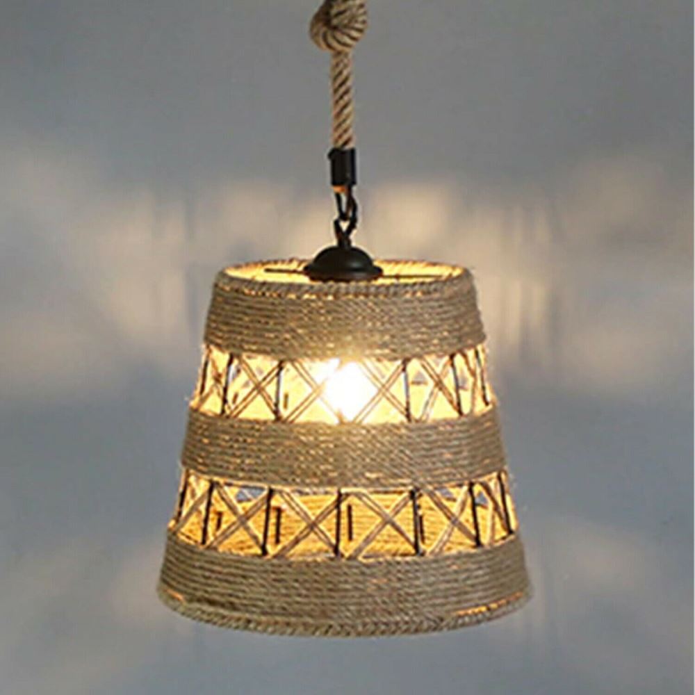 Vintage Industrial Loft Hemp Rope Iron Pendant Ceiling Light Retro Lamp~2712-1