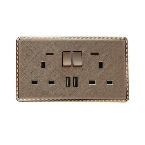 Gold Light Switch & Socket 1 Gang 13 A Screwless ~2455