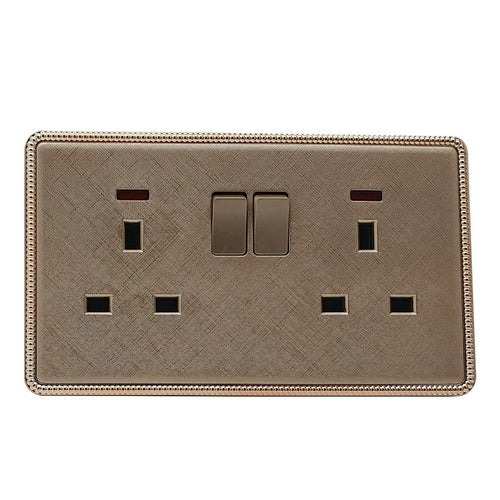 Gold Light Switch & Socket 1 Gang 13 A Screwless ~2455