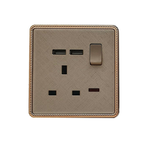 Gold Light Switch & Socket 1 Gang 13 A Screwless ~2455