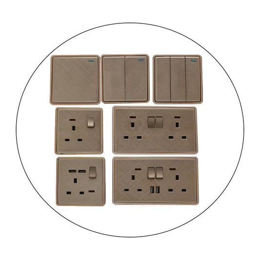 Gold Light Switch & Socket 1 Gang 13 A Screwless ~2455