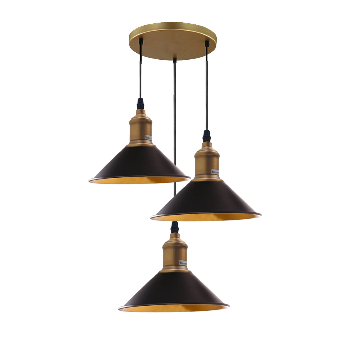 Three Outlet Black Pendant Light 3 Lights Modern Drop Hanging