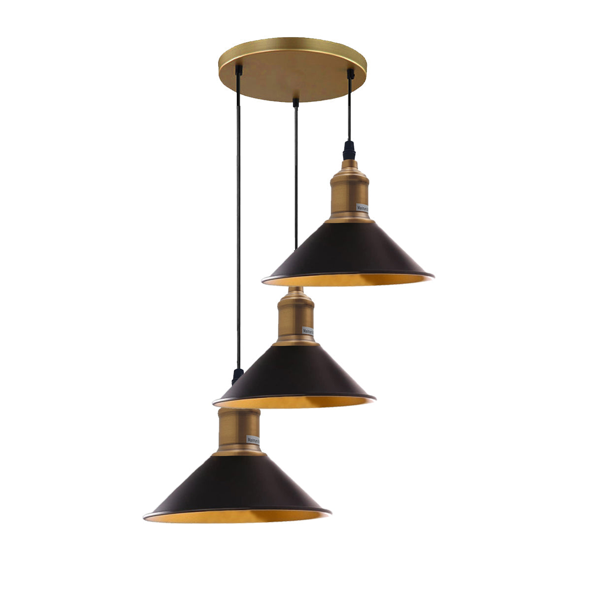 Three Outlet Black Pendant Light 3 Lights Modern Drop Hanging