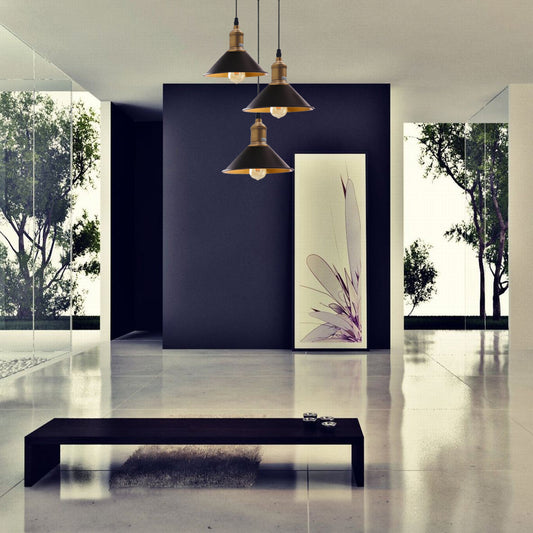 Three Outlet Black Pendant Light 3 Lights Modern Drop Hanging